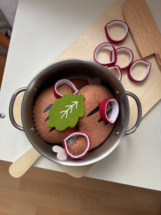 Oignons rouges émincés - dînette pour enfant