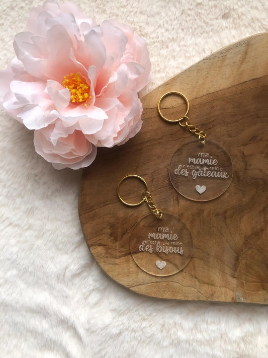 Porte-clés en plexiglass prénom personnalisé - Gravure - Cadeau mamie